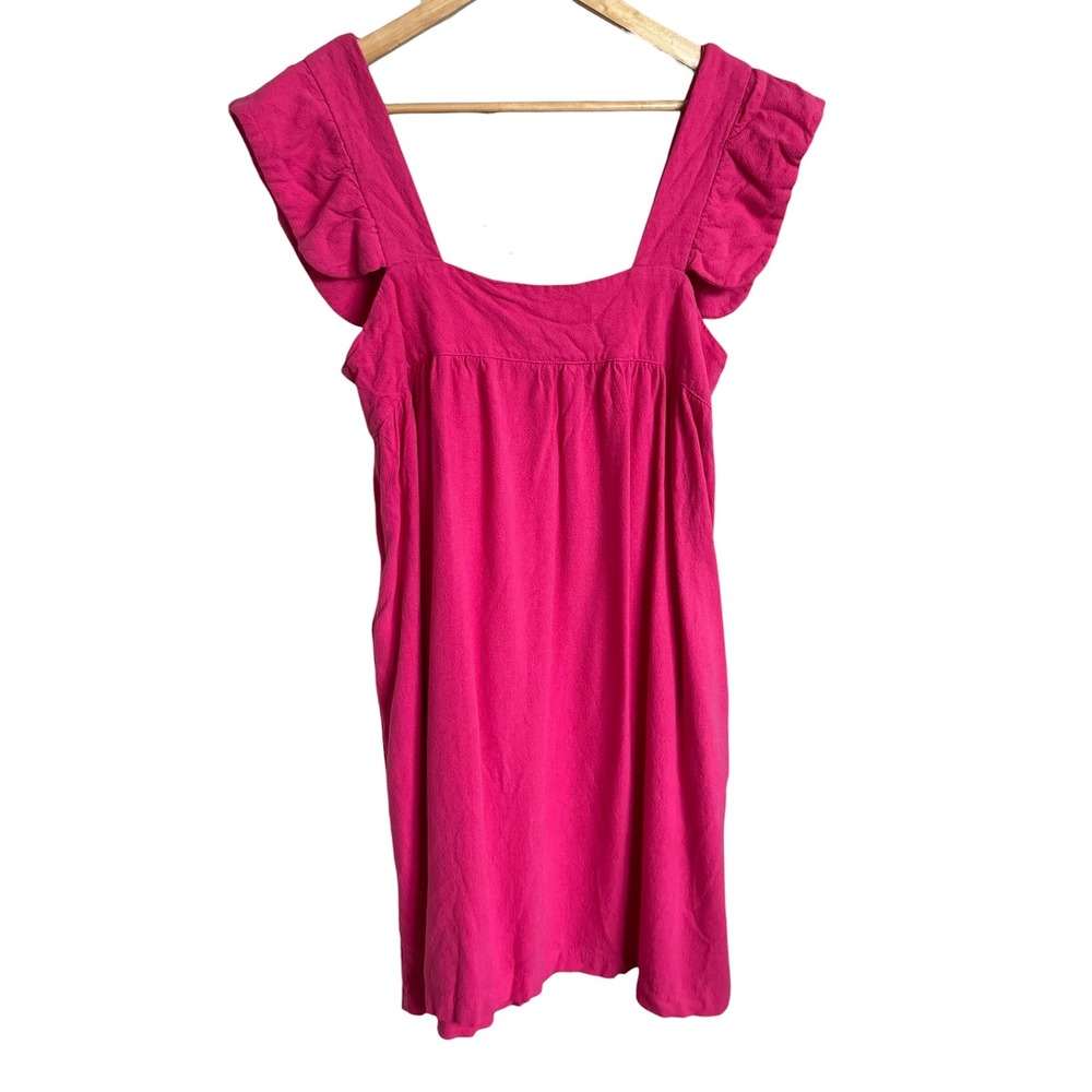 Tuckernuck Pomander Place Camellia Bright Pink Flutter Sleeve Mini Dress SZ S